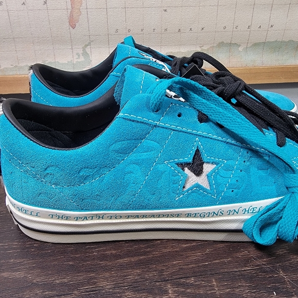 BRAND NEW Converse One Star Pro Ox Sean Pablo Rapid Teal Men Sz 8.0 Women Sz 9.5 - Picture 6 of 9